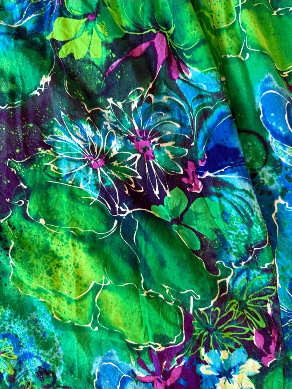 Puanani Hawaiian Green & Teal Printed dress - Size L - Picture 2 of 6